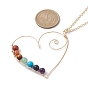 Natural & Synthetic Mixed Gemstone Beaded Alloy Heart Pendant Necklace