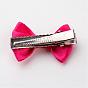 Iron Alligator Hair Clips, with Handmade Woven Bowknot, Platinum, 36x22x9mm