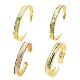 Brass Pave Cubic Zirconia Open Cuff Bangles for Women