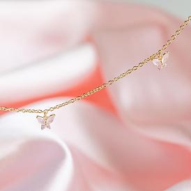 Butterfly Necklace - 18K Gold Plated Copper Pendant for Fashionable Collarbone Jewelry.