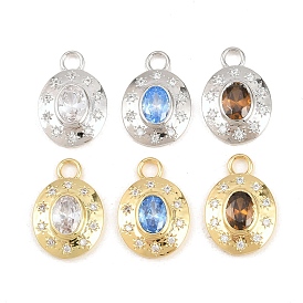 Латунные микро проложить кубического циркония подвески, долговечный, без кадмия и без свинца, стойки покрытие, овальные амулеты