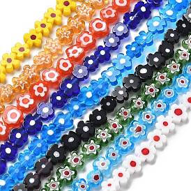 Handmade millefiori lampwork beads strands, цветок