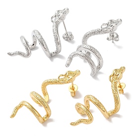 Snake Brass Ear Studs, Stud Earrings for Women