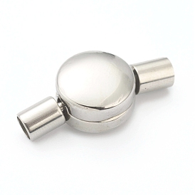 304 Stainless Steel European Style Clasps, Curved Flat Round