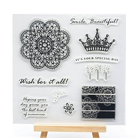 Flower & Crown Clear Silicone Stamps, for DIY Scrapbooking, Photo Album Decorative, Cards Making
