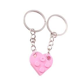 Love Heart Building Blocks Keychain, Separable Jewelry Gifts Couples Friendship Keychain, with Alloy Findings