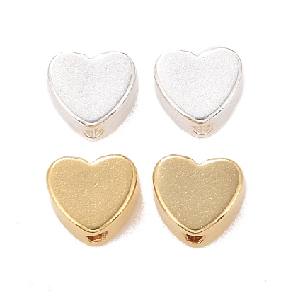 Rack Plating Eco-friendly Brass Beads, Lead Free & Cadmium Free, Long-Lasting Plated, Heart