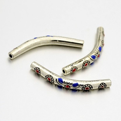 Alloy Enamel Curved Tube Beads, Curved Tube Noodle Beads, Lead Free & Cadmium Free & Nickel Free