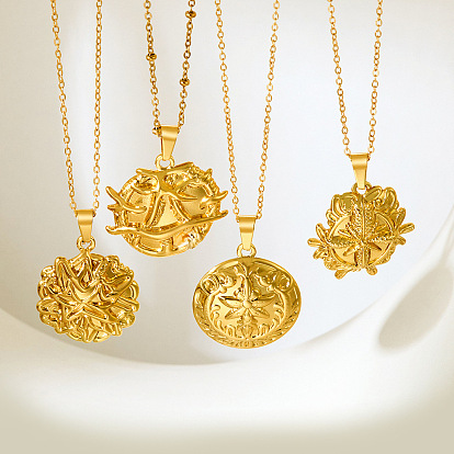 304 Подвески-колье из нержавеющей стали с тисненым изображением монеты для женщин