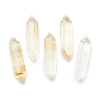 Faceted Watermelon Stone Glass Double Terminated Points, for Wire Wrapped Pendants Making, No Hole/Undrilled