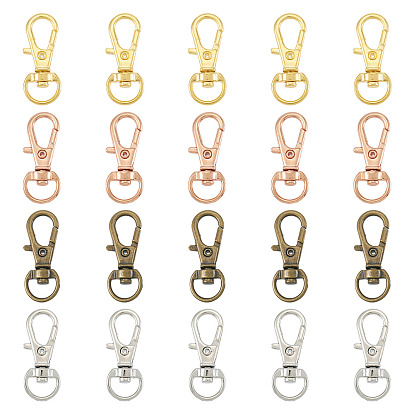 20 шт. 4 цвета сплав поворотные карабины-лобстеры, поворотный карабин-лобстер, Материалы для плетения ювелирных изделий