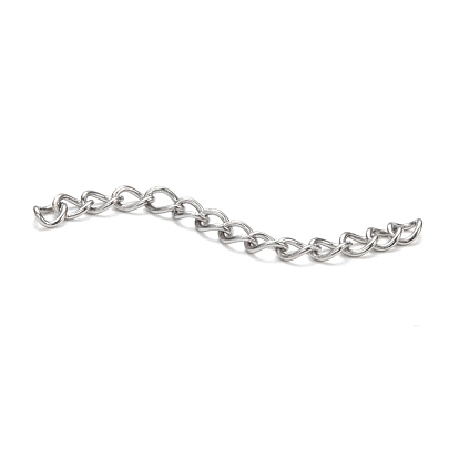 304 Stainless Steel Chain Extender, Twisted Chain Extension, for Anklet Jewelry, Solder, 40x3mm