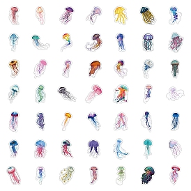 PVC Self-Adhesive Cartoon Jellyfish Stickers, Waterproof Sea Animals Decals, for Party Decorative Presents, Kid's Art Craft
