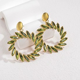 304 серьги-гвоздики из нержавеющей стали со стеклянными подвесками для женщин, водоворот