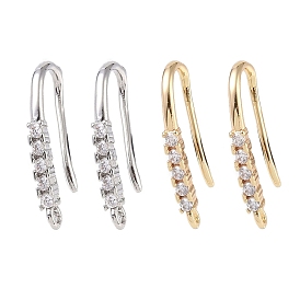 Brass Micro Pave Cubic Zirconia Earring Hooks, Fishhook
