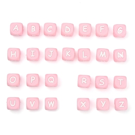 Silicone Alphabet Beads for Bracelet or Necklace Making, Letter Style, Cube