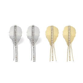 Leaf 304 Stainless Steel Dangle Earrings, Rhinestone Stud Earrings for Women