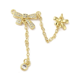 Rack Plating Brass Micro Pave Cubic Zirconia Pendants, Butterful & Bowknot, Long-Lasting Plated, Cadmium Free & Lead Free