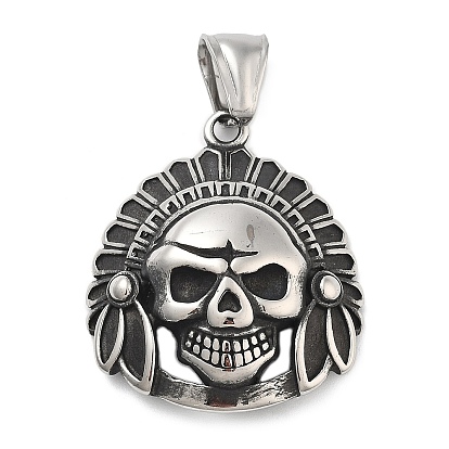 304 подвески из нержавеющей стали, индийский череп амулет