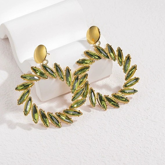 304 серьги-гвоздики из нержавеющей стали со стеклянными подвесками для женщин, водоворот