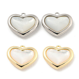 Brass Pave Shell Heart Charms