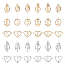 50 шт 5 стили религия сплав соединительные подвески, с кристально горный хрусталь, смешанные звенья с девственным узором