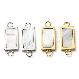 304 Stainless Steel Shell Connector Charms, Rectangle Links