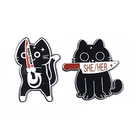 Pendentifs en acrylique de fierté, chat avec des charmes de couteau