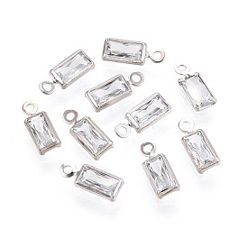 Подвески из латуни с прозрачным фианитом, прямоугольник амулеты