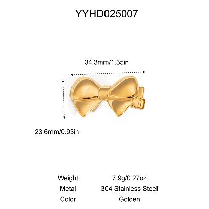 304 заколка для волос из кожи аллигатора с бантом из нержавеющей стали для женщин, золотые