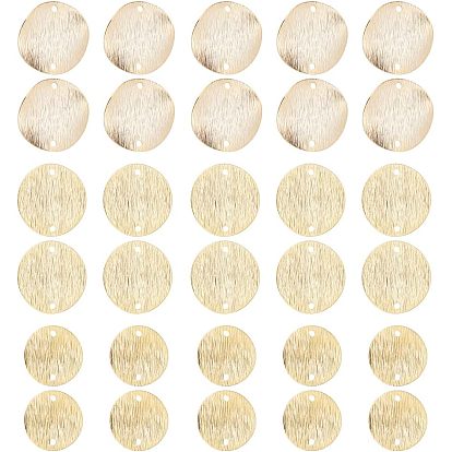 30шт 3 стили латунные подвески для разъемов, долговечный, изогнутые плоские круглые