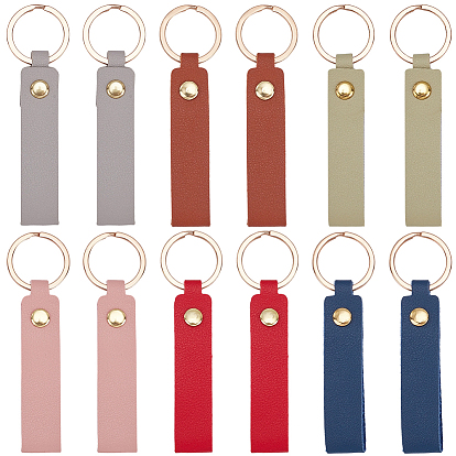 18шт 6 цвета искусственная кожа брелки, прямоугольные, с железной фурнитурой, золотые