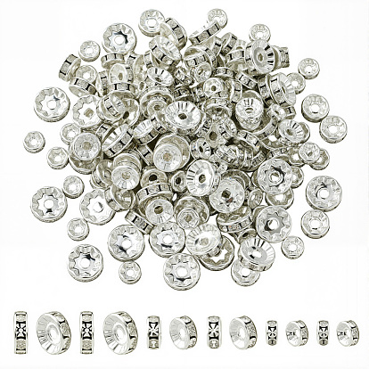 Латунные бусины разделители для поставки стразов, класс А, прямой фланец, серебряный цвет гальваническим, рондель