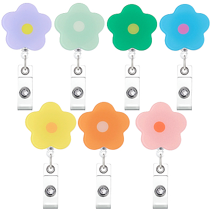 7шт. акриловая катушка для значков, выдвижной держатель для бейджа, с железной фурнитурой, цветок