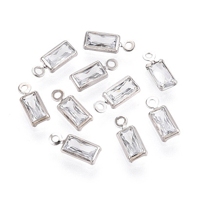 Подвески из латуни с прозрачным фианитом, прямоугольник амулеты