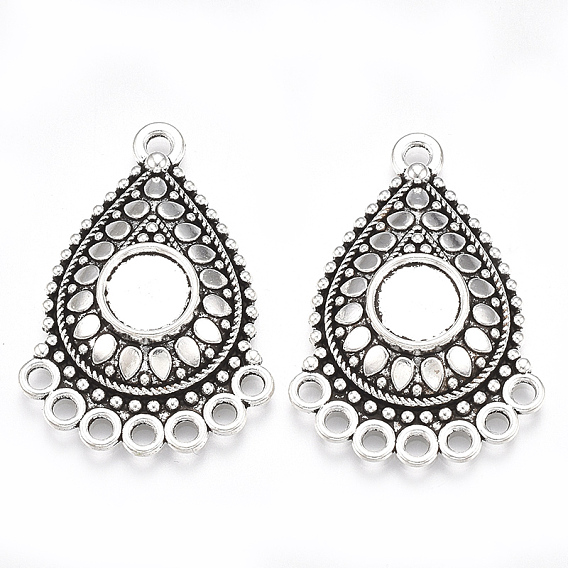 Tibetan Style Alloy Cabochon Connector Settings, Chandelier Component Link, Cadmium Free & Lead Free, Drop