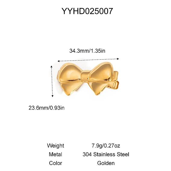 304 заколка для волос из кожи аллигатора с бантом из нержавеющей стали для женщин, золотые