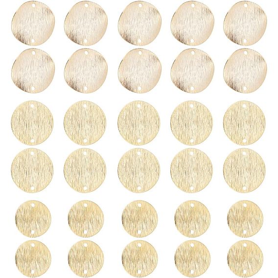 30шт 3 стили латунные подвески для разъемов, долговечный, изогнутые плоские круглые