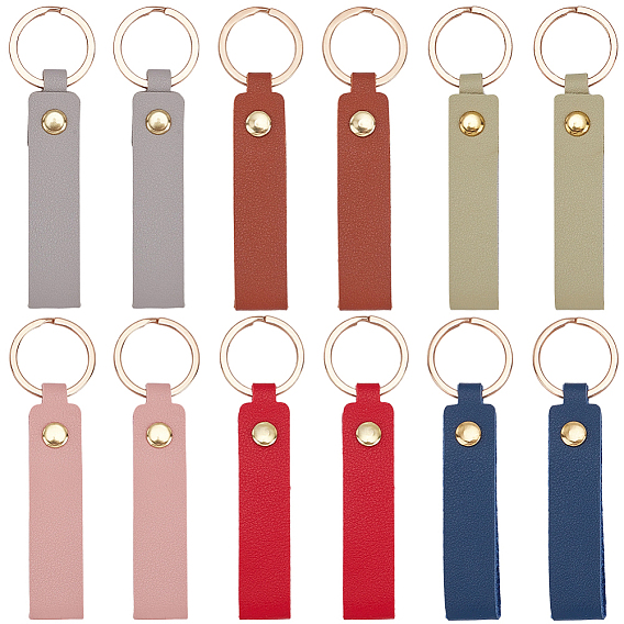 18шт 6 цвета искусственная кожа брелки, прямоугольные, с железной фурнитурой, золотые