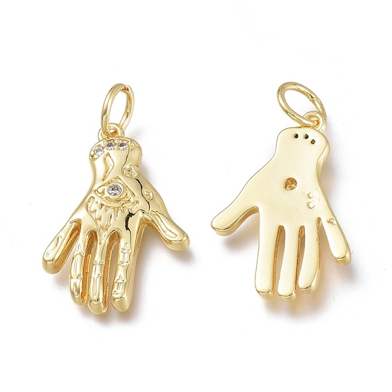 Латунные микропаве прозрачные подвески с фианитом, с прыжковых колец, долговечный, рука