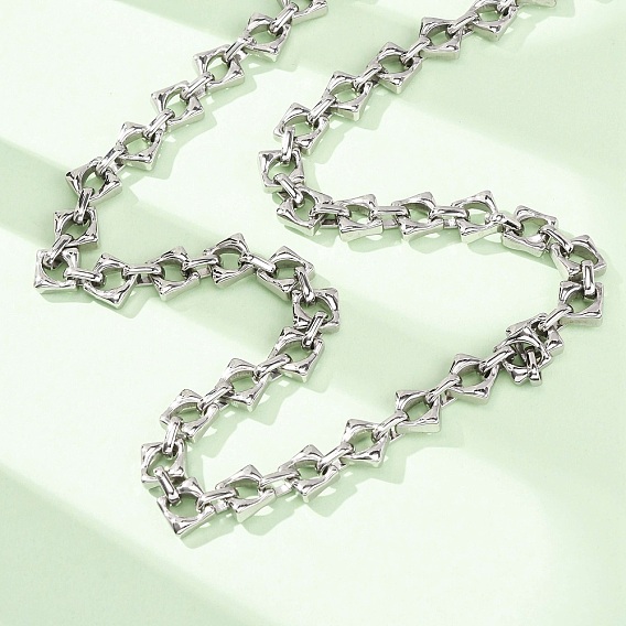 304 ожерелья из нержавеющей стали с ромбовидными звеньями для женщин и мужчин, не тускнеет