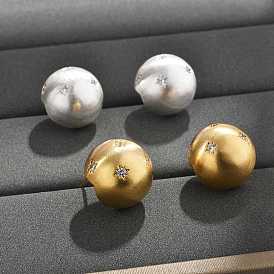 Серьги-гвоздики из латунного микро-паве, круглые