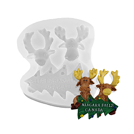 Double Christmas Reindeers with Tree DIY Candle Silicone Molds, for Scented Candle Making