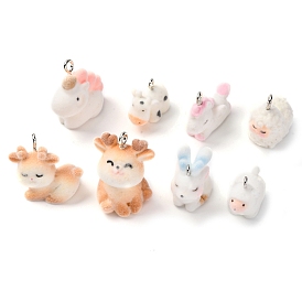 Подвески из флокированной смолы анима с платиновой железной петлей