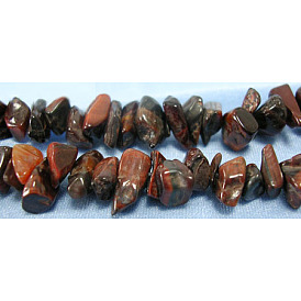 Natural Red Tiger Eye Chips Beads Strands, 5~8mm, Hole: 0.3mm, about 32~32.5 inch
