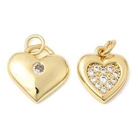 Латунные микропаве прозрачные подвески с фианитом, сердце прелести, долговечный, стойки покрытие, без свинца и без кадмия
