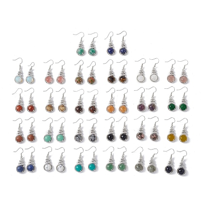 Gemstone Gourd Dangle Earrings with Crystal Rhinestone, Platinum Brass Jewelry for Women