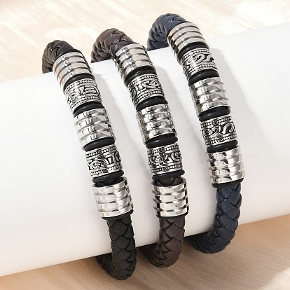 Плетеные браслеты из микрофибры, 304 браслеты-колонны из нержавеющей стали для женщин и мужчин, с штык застежками
