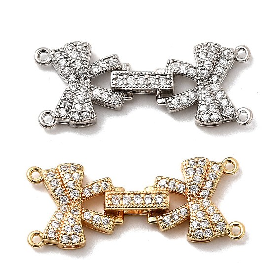 Латунное микропейв, прозрачный кубический цирконий, складные застежки, бантом