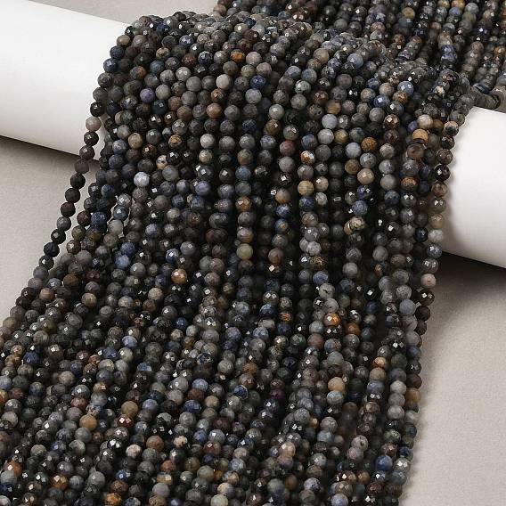 Натуральный кианитовые бисер пряди, граненые круглые